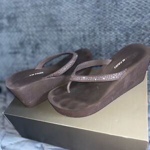 Dream Pairs Brown Wedge Sandals
